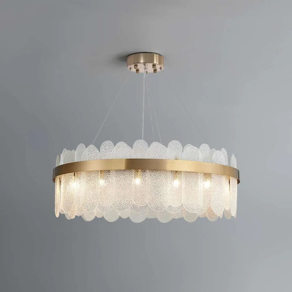 Revel Round Tiered Gold And Clear Glass Chandelier