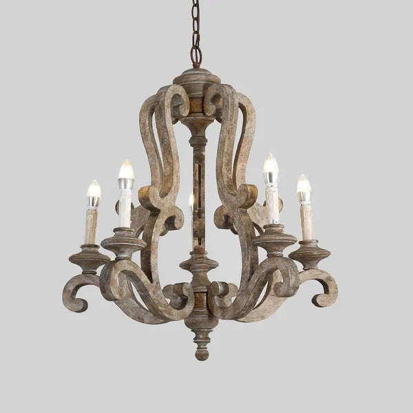 Rustic Distressed 5-Light 26 4/5" Dia Brown Chandelier Candle