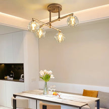 Semi-Flush Mount Gold Crystal High Ceiling Chandelier