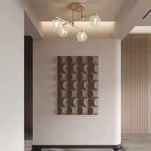 Semi-Flush Mount Gold Crystal High Ceiling Chandelier