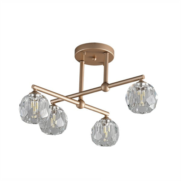 Semi-Flush Mount Gold Crystal High Ceiling Chandelier