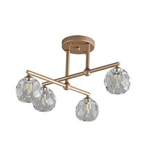 Semi-Flush Mount Gold Crystal High Ceiling Chandelier