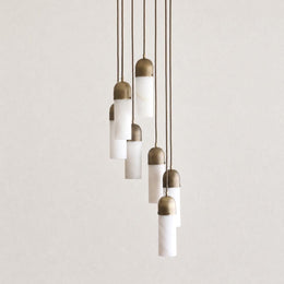 Seven-Light Alabaster Capsule Cascade Pendant