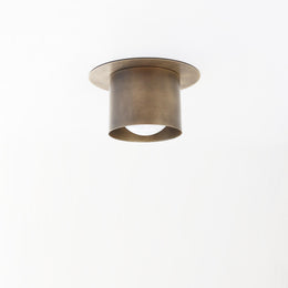 Shallow Brass Cylinder Flush Mount Ceiling Light