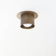 Shallow Brass Cylinder Flush Mount Ceiling Light