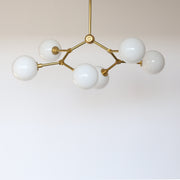 Six-Light Branching Chandelier with Opal Glass Globes