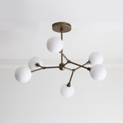 Six-Light Brass Branch Chandelier