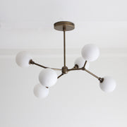 Six-Light Brass Branch Chandelier