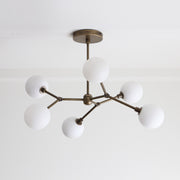 Six-Light Brass Branch Chandelier