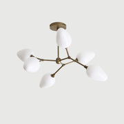 Six-Light Brass Branch Chandelier