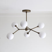 Six-Light Brass Branch Chandelier