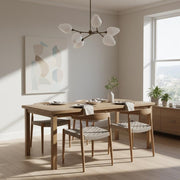 Six-Light Brass Branch Chandelier with Opal Tulip Shades