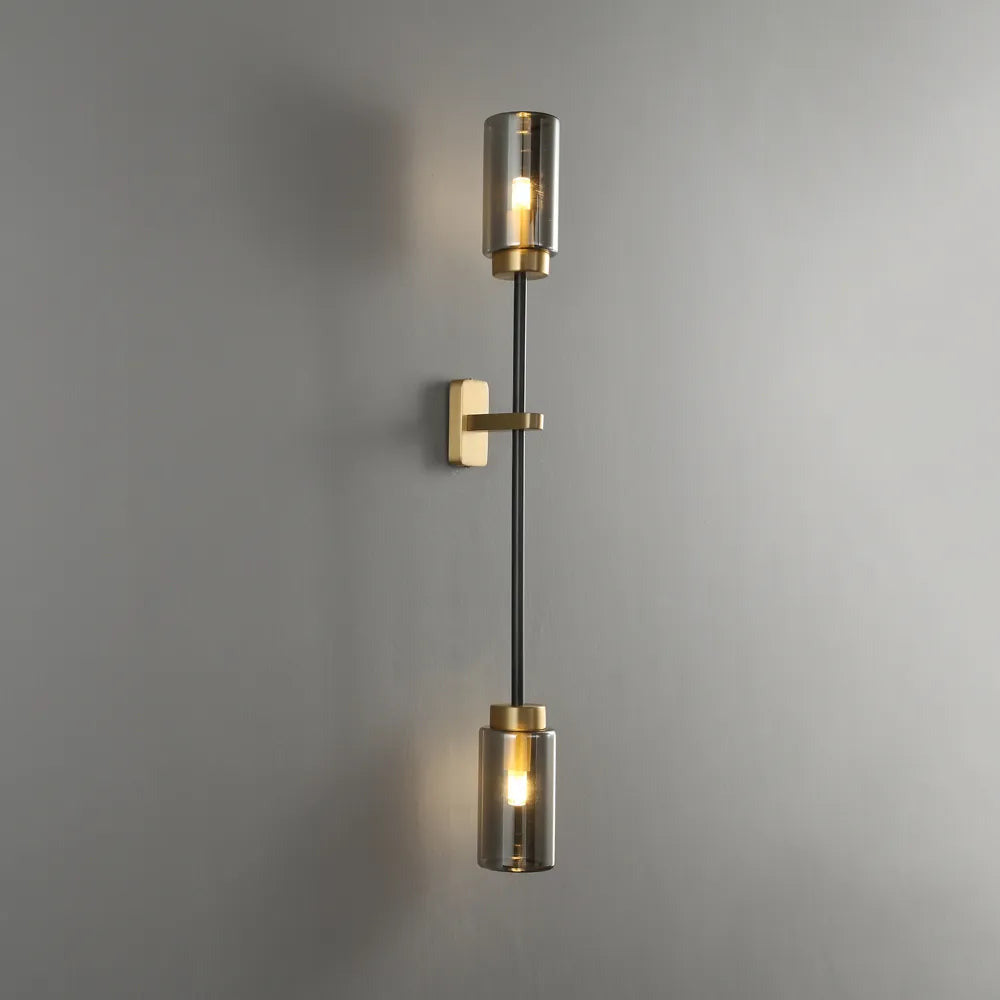 smoked-glass-wall-sconce-with-brass-cylindrical-shades-1