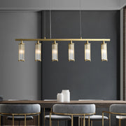 Solid Brass & Crystal Linear Chandelier