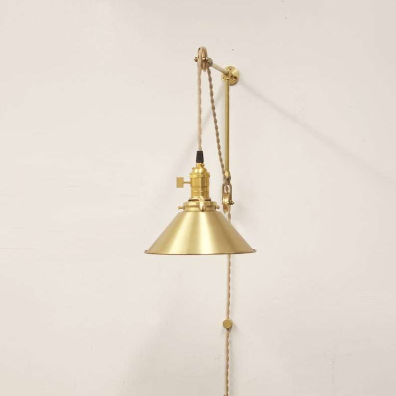 Wall Mount Pulley Modern Flared Shade Solid Modern Brass Sconce