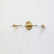 Three-Light Brass Bar Vanity Wall Light