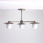 Three-Light Brass Chandelier with Disc Shades