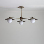 Three-Light Brass Chandelier with Disc Shades