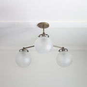 Three-Light Brass Chandelier with Frosted Globes