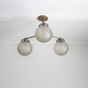 Three-Light Brass Chandelier with Frosted Globes