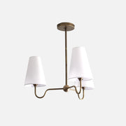 Three-Light Brass Chandelier with Linen Shades