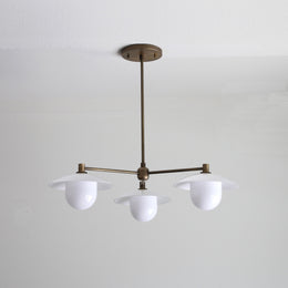 Three-Light Brass Chandelier with Matte Opal Glass Shades