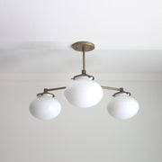 Three-Light Brass Chandelier with Opal Glass Globes