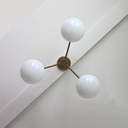 Three-Light Brass Chandelier with Opal Glass Globes