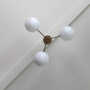 Three-Light Brass Chandelier with Schoolhouse Glass Shades