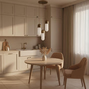 Three-Light Brass Cluster Pendant with Alabaster Shades