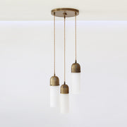 Three-Light Brass Cluster Pendant with Alabaster Shades