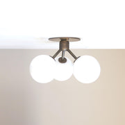 Three-Light Brass Sputnik Semi-Flush Chandelier