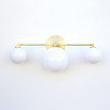 Three-Light Brass Vanity Sconce with Opal Globes