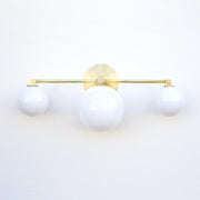 Three-Light Brass Vanity Sconce with Opal Globes