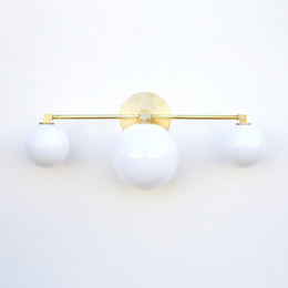 Three-Light Brass Vanity Sconce with Opal Globes