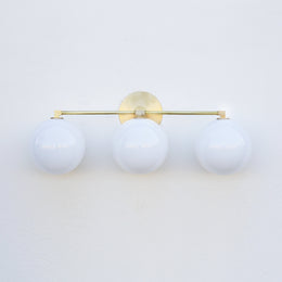 Three-Light Brass Vanity Sconce with Six-Inch Opal Globes