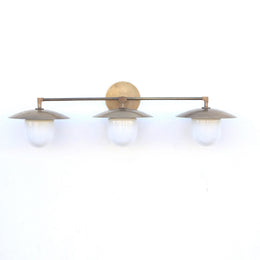 Three-Light Brass Wall Sconce with Milk Glass Shades