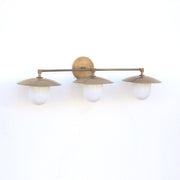 Three-Light Brass Wall Sconce with Milk Glass Shades