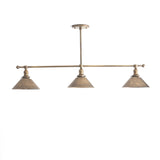 Three-Light Linear Brass Chandelier with Cone Shades