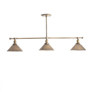 Three-Light Linear Brass Chandelier with Cone Shades