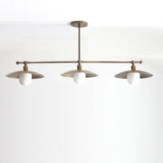 Three-Light Linear Brass Chandelier with Disc Shades