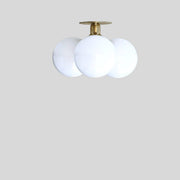 Three-Light Opal Globe Semi-Flush Ceiling Light