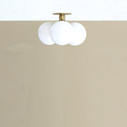 Three-Light Opal Globe Semi-Flush Ceiling Light