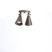 Two-Light Adjustable Brass Cone Spotlight Ceiling Fixture