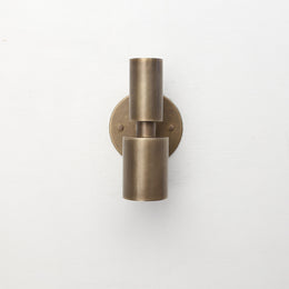 Two-Light Brass Cylinder Wall Sconce