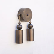 Two-Light Brass Cylinder Wall Sconce