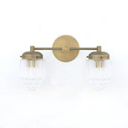 Two-Light Brass Vanity Sconce with Fluted Glass Shades