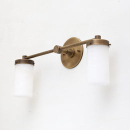 Two-Light Brass Wall Sconce with Alabaster Cylinders