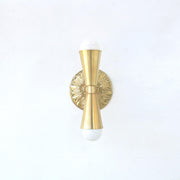 Two-Light Brass Wall Sconce with Cast Embossed Back Plate