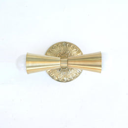 Two-Light Brass Wall Sconce with Cast Embossed Back Plate